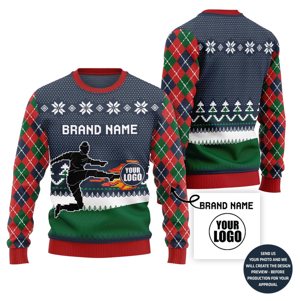 Epic Custom Logo Soccer Team Ugly Christmas Sweater
