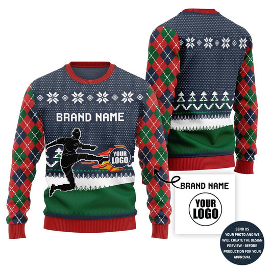 Epic Custom Logo Soccer Team Ugly Christmas Sweater