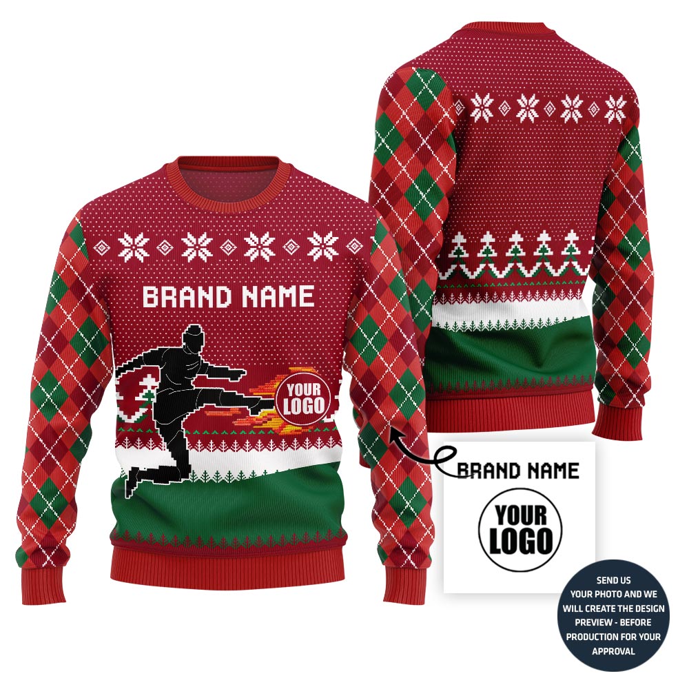 Epic Custom Logo Soccer Team Ugly Christmas Sweater