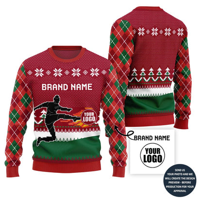 Epic Custom Logo Soccer Team Ugly Christmas Sweater