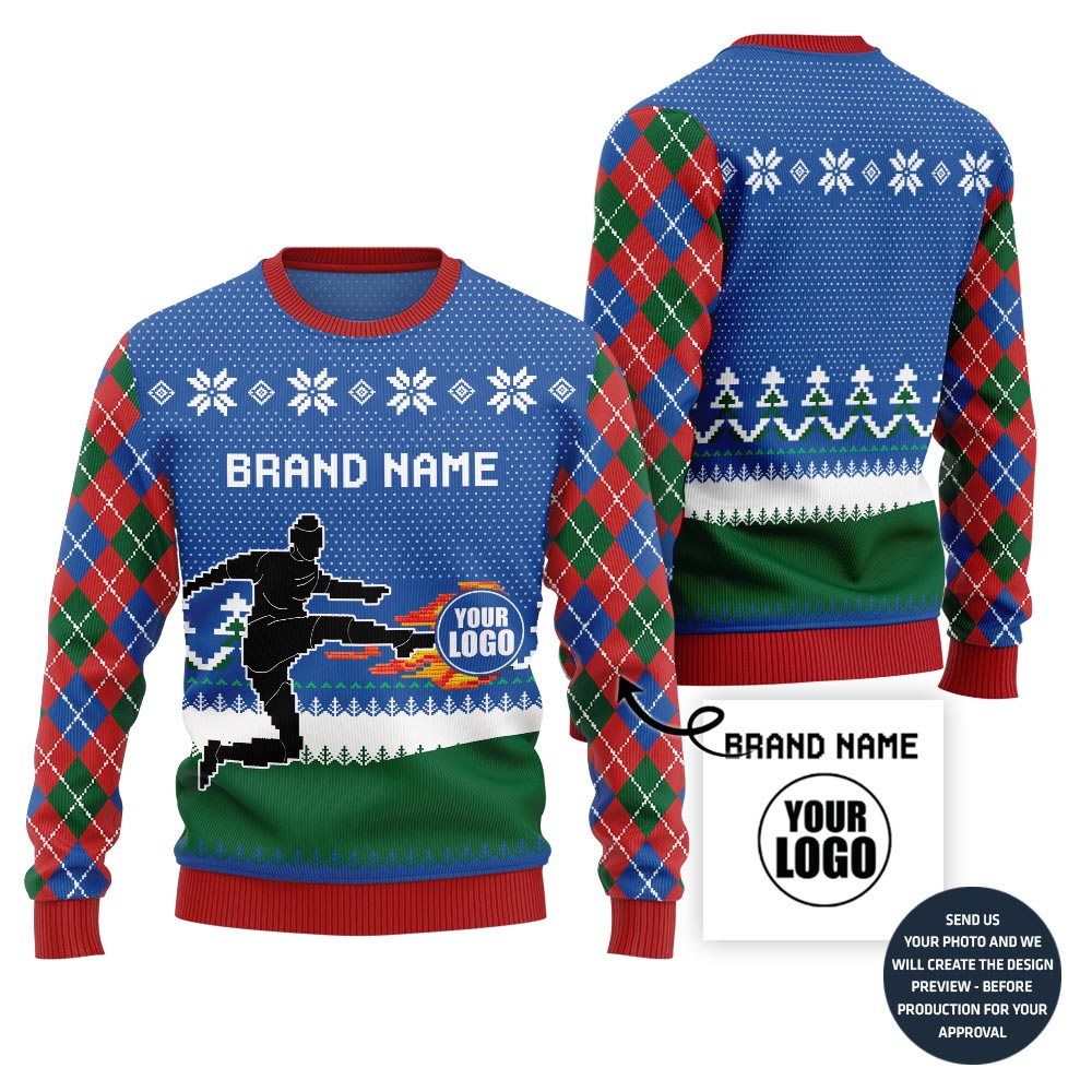 Epic Custom Logo Soccer Team Ugly Christmas Sweater