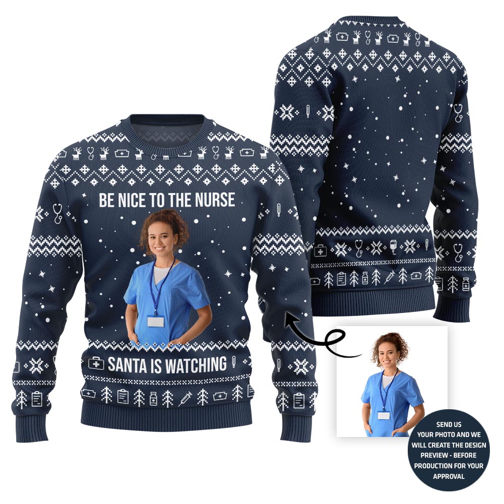 Epic Custom Nurse Face Ugly Christmas Sweater