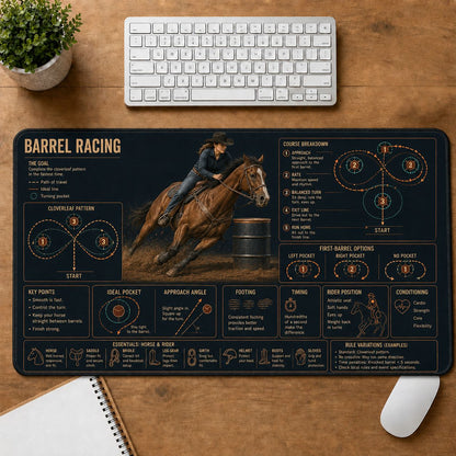 Equestrian Barrel Racing Horse and Equestrian Visual Guide Desk Mat | 5To9Vibe
