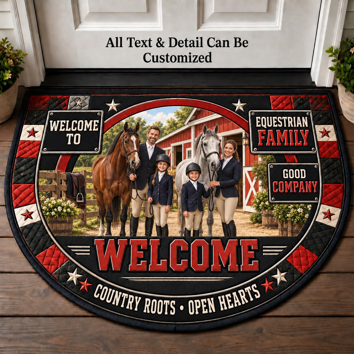 Equestrian Family Personalized Half Round Mat | 5To9Vibe