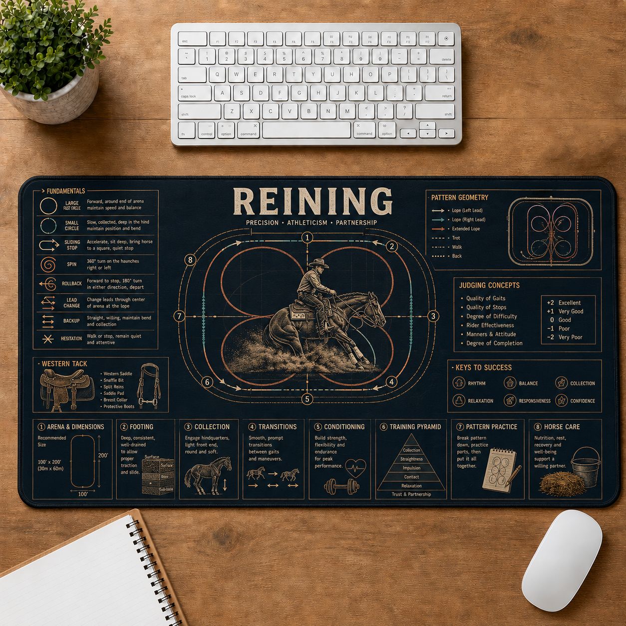 Equestrian Reining Horse and Equestrian Visual Guide Desk Mat | 5To9Vibe