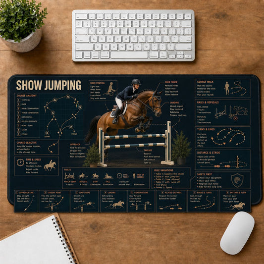 Equestrian Show Jumping Horse and Equestrian Visual Guide Desk Mat | 5To9Vibe