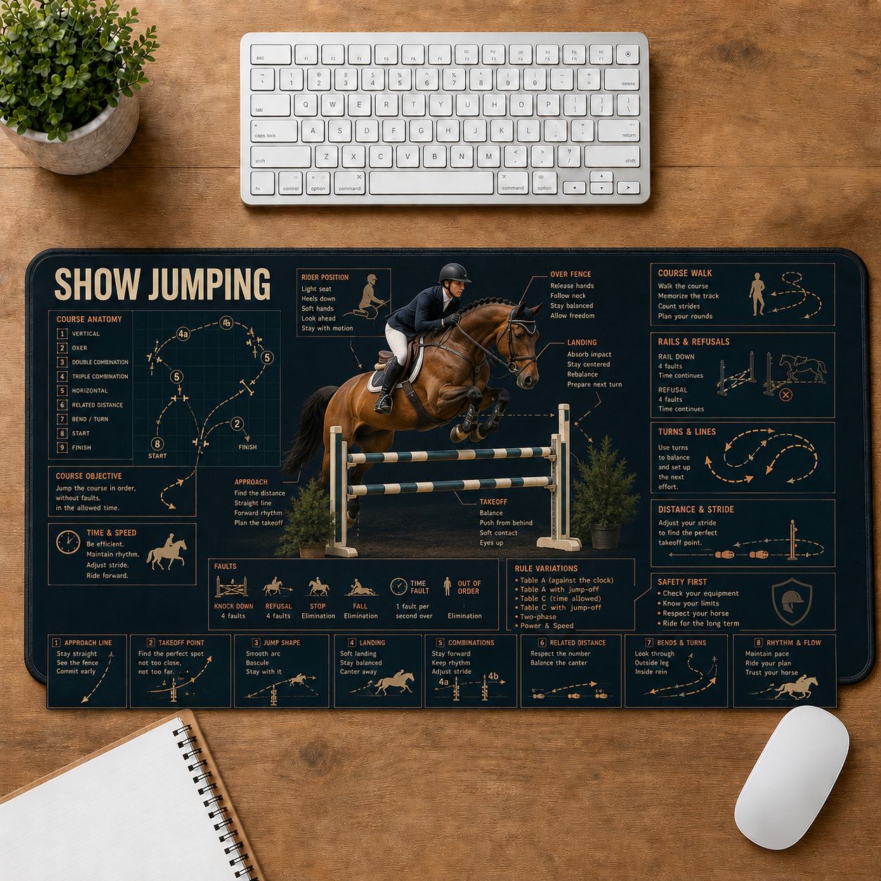 Equestrian Show Jumping Horse and Equestrian Visual Guide Desk Mat | 5To9Vibe