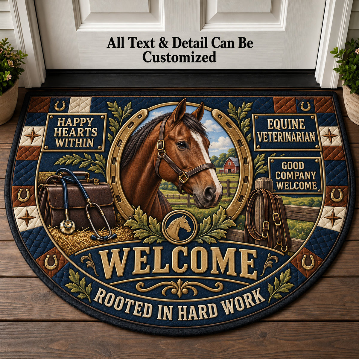 Equine Veterinarian Personalized Half Round Mat | 5To9Vibe