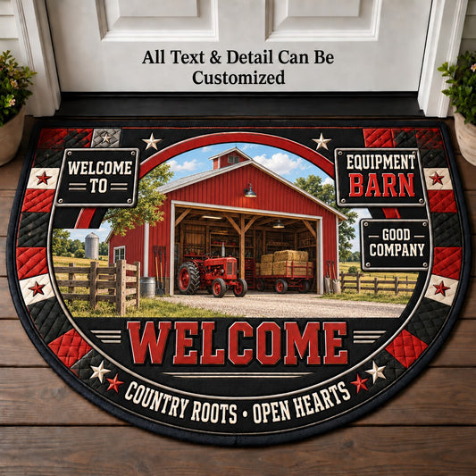 Equipment Barn Personalized Half Round Mat | 5To9Vibe