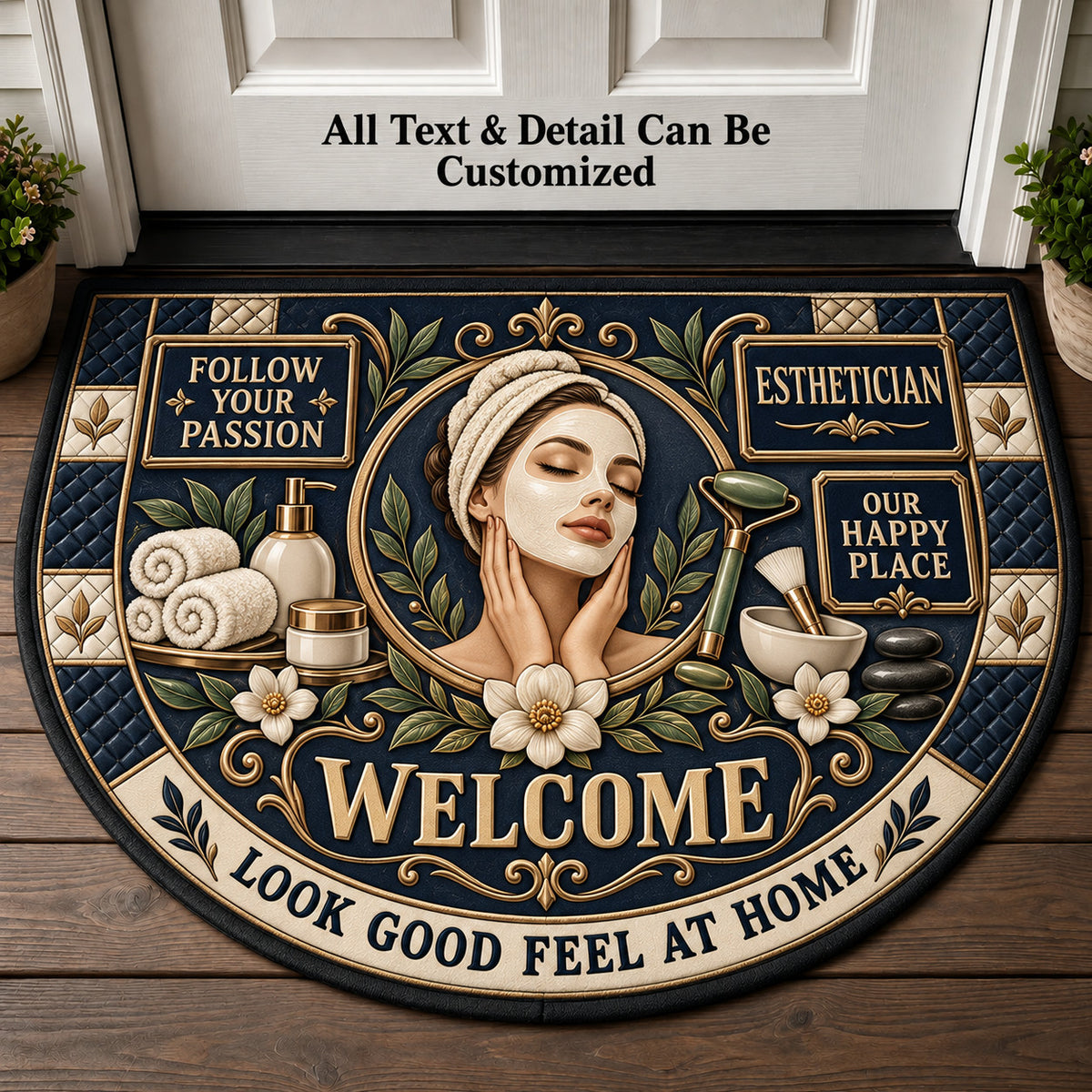Esthetician Personalized Half Round Mat | 5To9Vibe