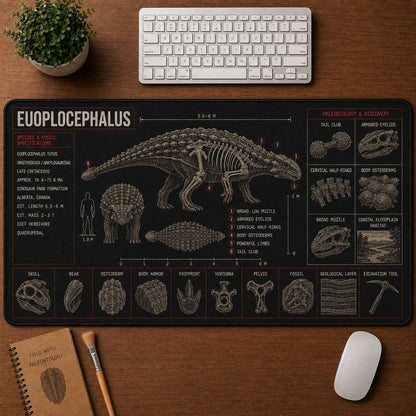 Euoplocephalus Dinosaur Blueprint Desk Mat | 5To9Vibe