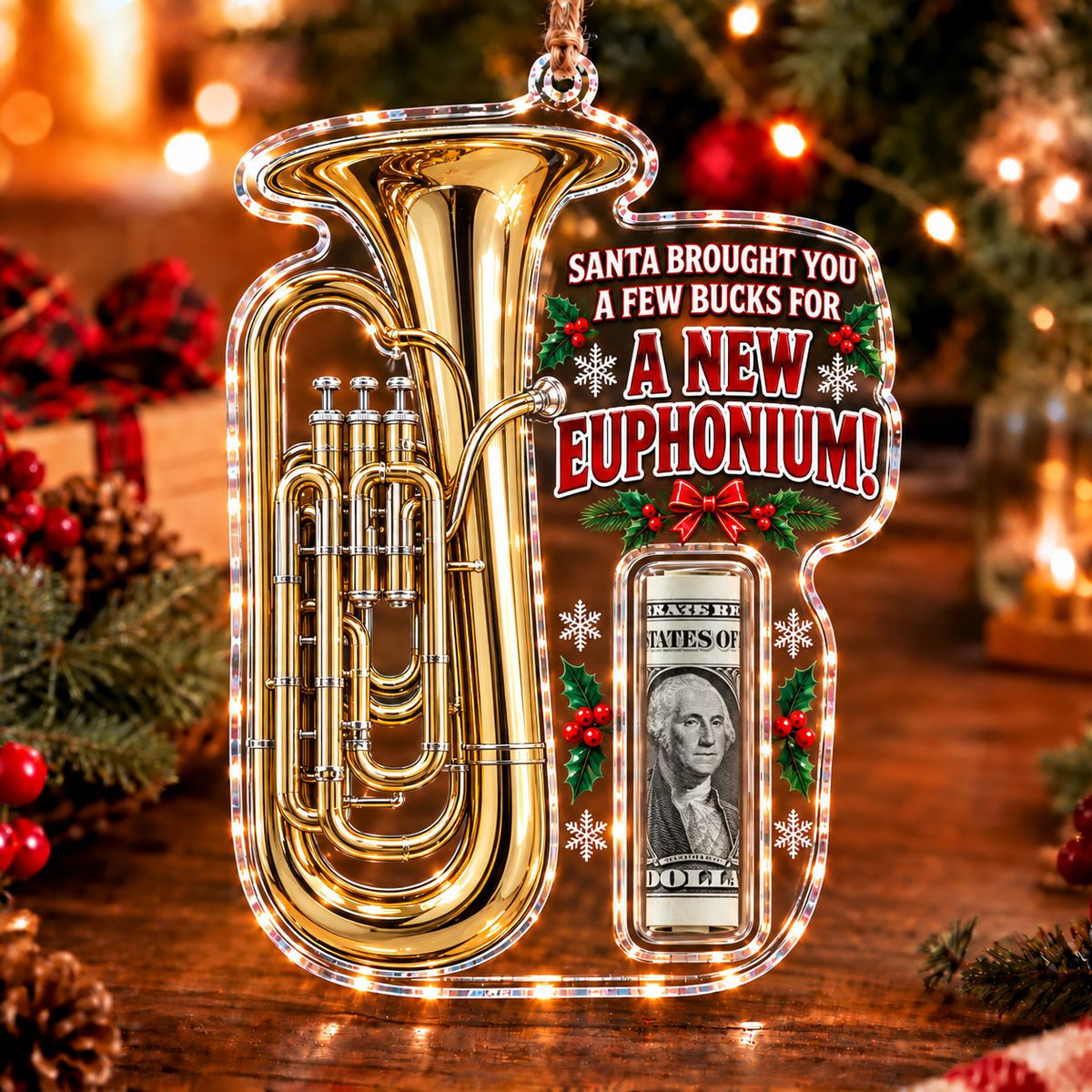 Euphonium Christmas money holder ornament