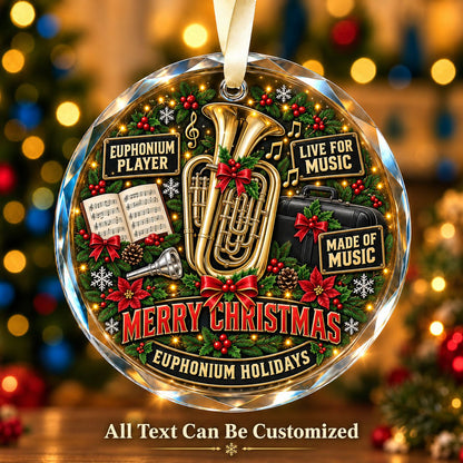 Euphonium Player Personalized Glass Ornament | 5To9Vibe