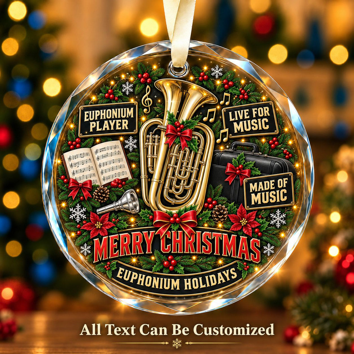 Euphonium Player Personalized Glass Ornament | 5To9Vibe