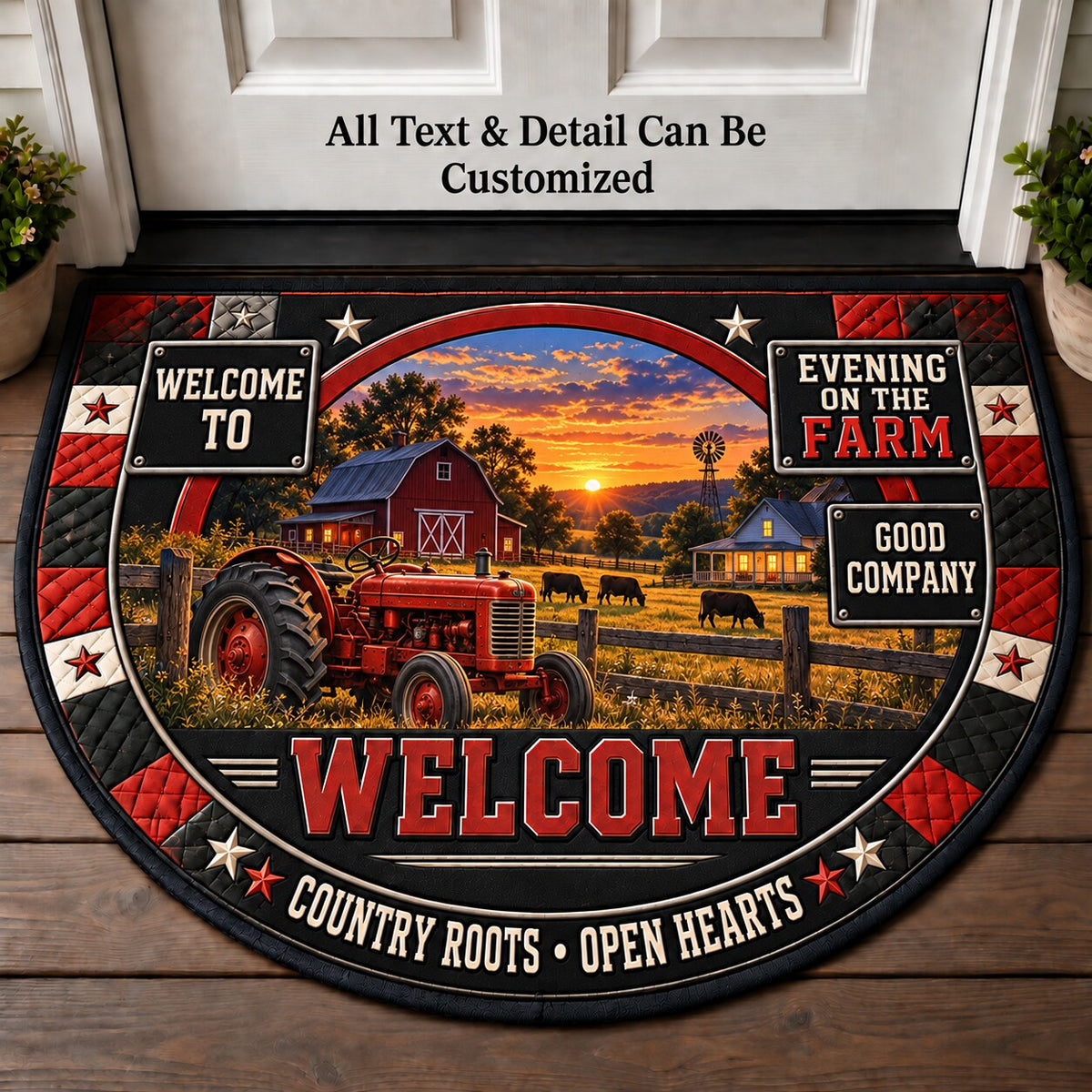 Evening on the Farm Personalized Half Round Mat | 5To9Vibe