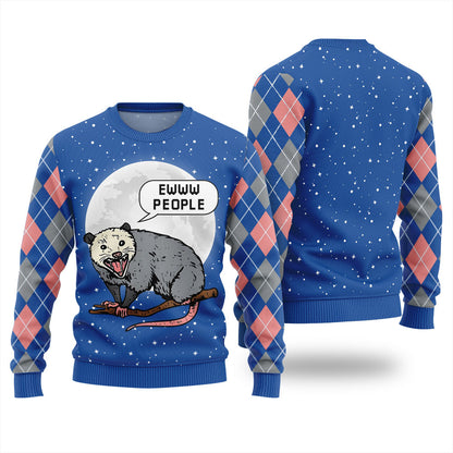 Ew People Possum Funny Ugly Christmas Sweater