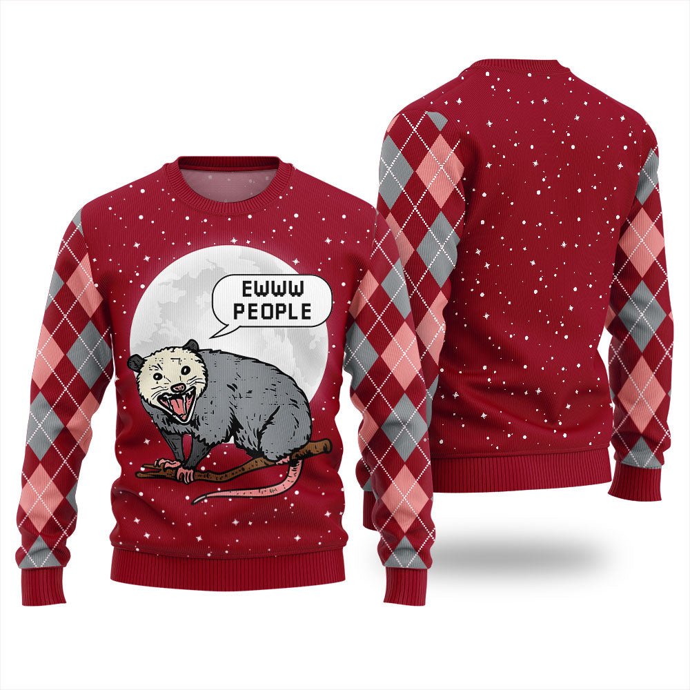 Ew People Possum Funny Ugly Christmas Sweater