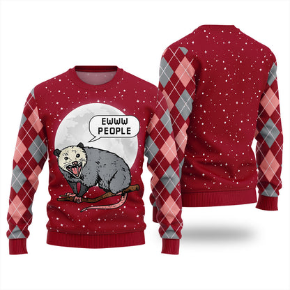 Ew People Possum Funny Ugly Christmas Sweater