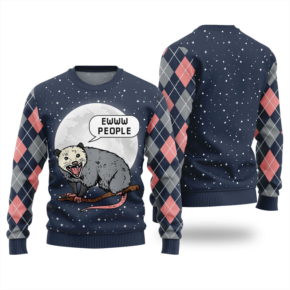 Ew People Possum Funny Ugly Christmas Sweater