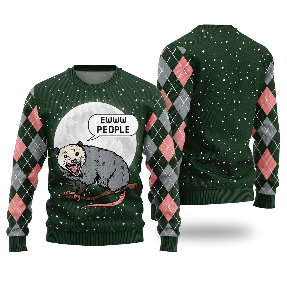 Ew People Possum Funny Ugly Christmas Sweater