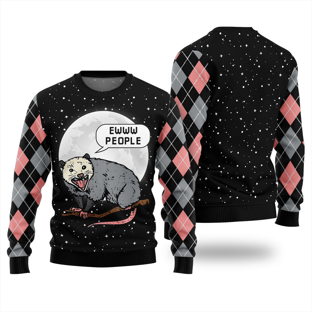 Ew People Possum Funny Ugly Christmas Sweater