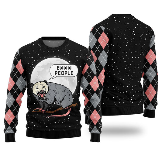 Ew People Possum Funny Ugly Christmas Sweater