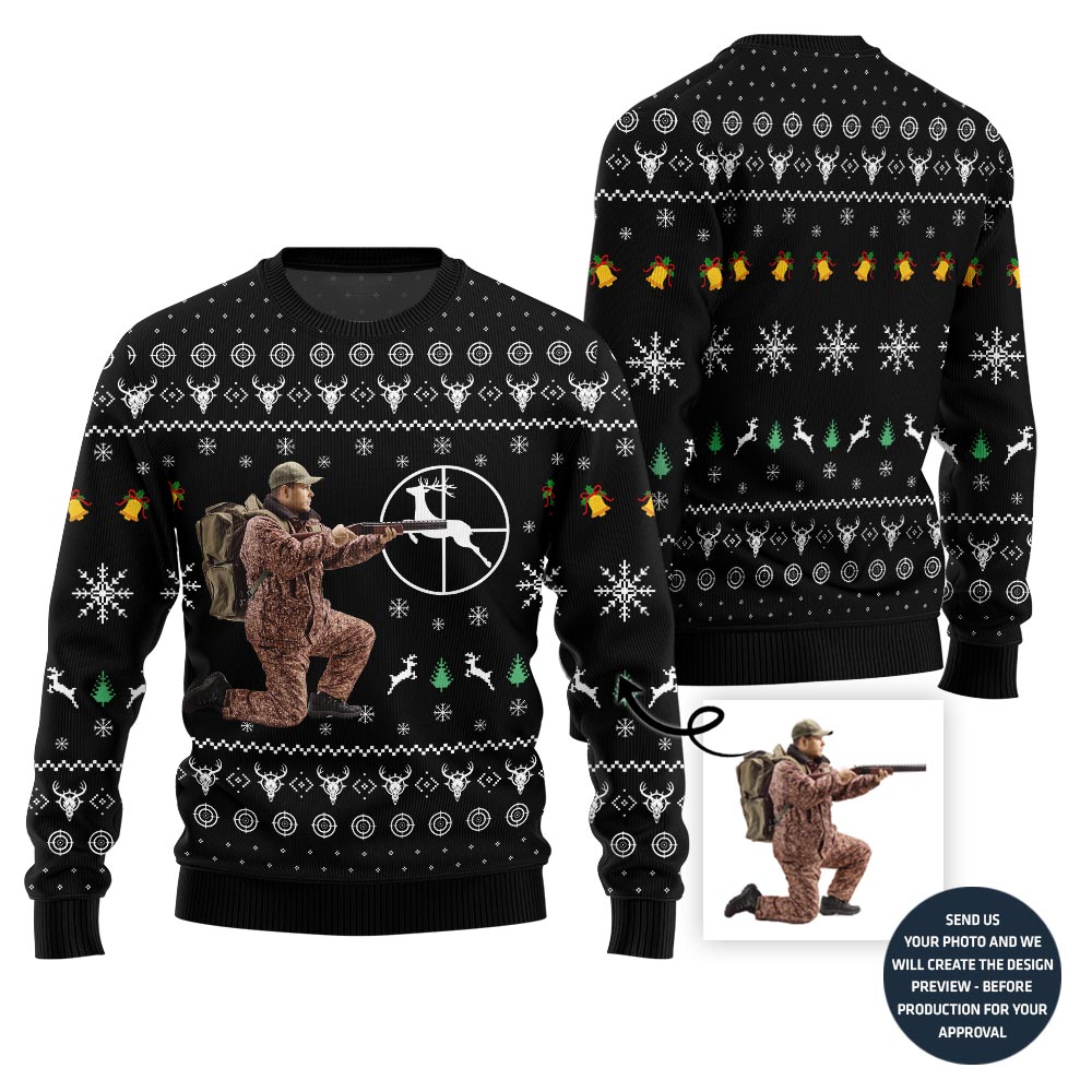 Exclusive Custom Hunting Picture Ugly Christmas Sweater