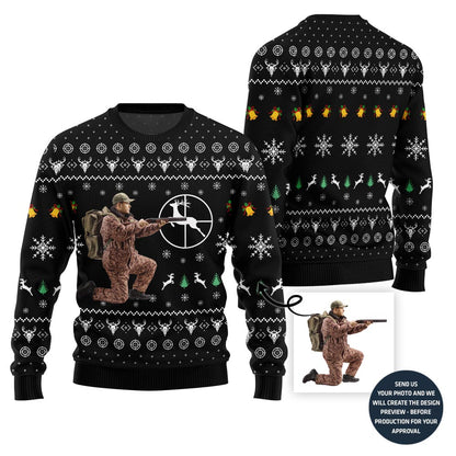 Exclusive Custom Hunting Picture Ugly Christmas Sweater