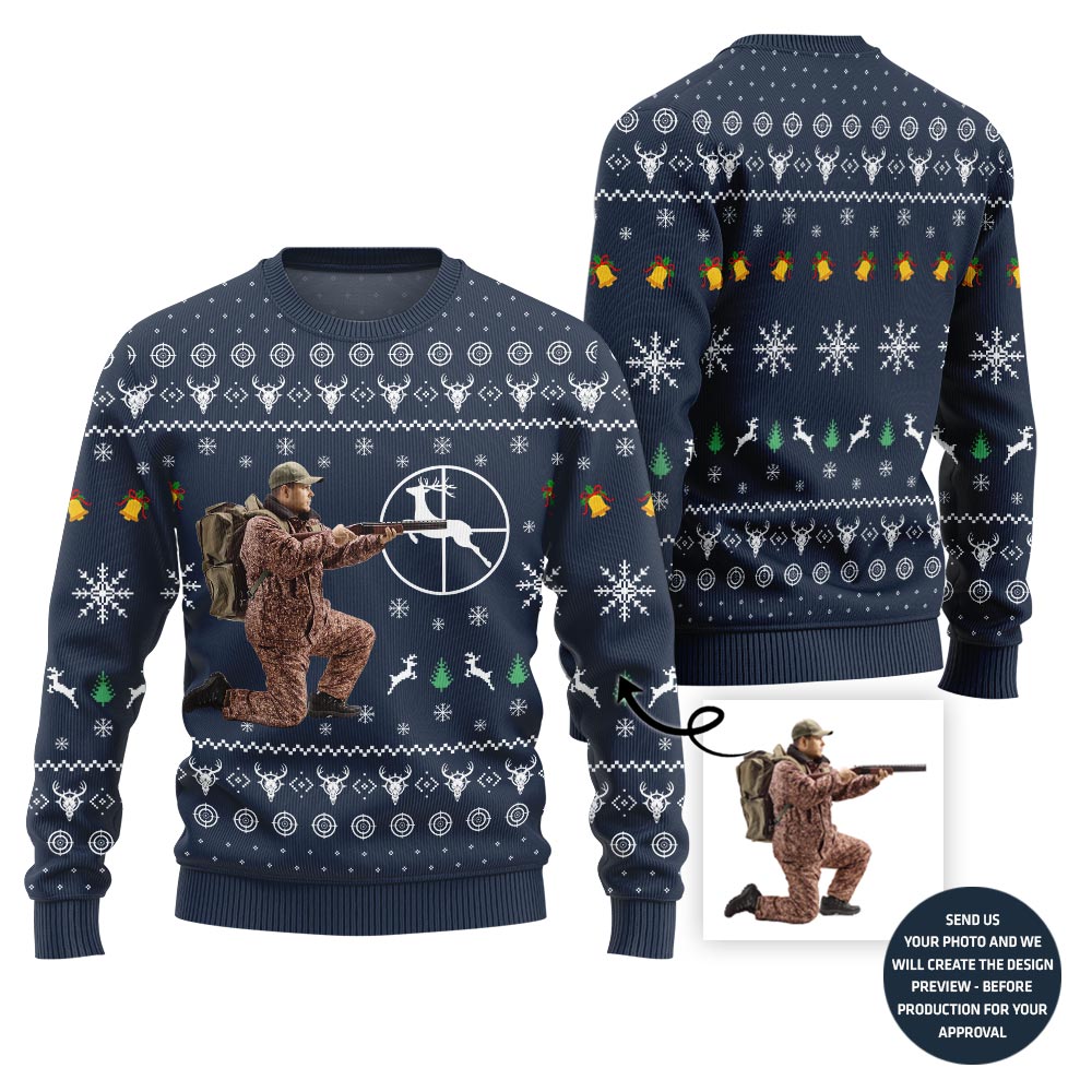Exclusive Custom Hunting Picture Ugly Christmas Sweater