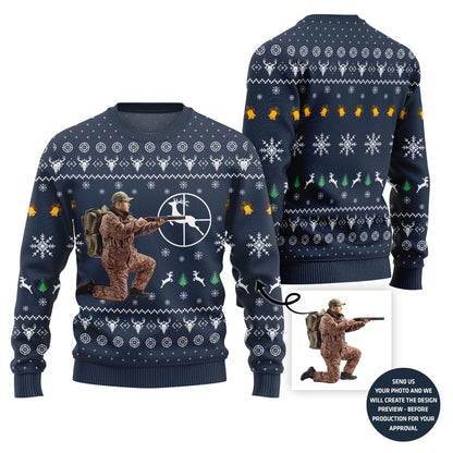 Exclusive Custom Hunting Picture Ugly Christmas Sweater