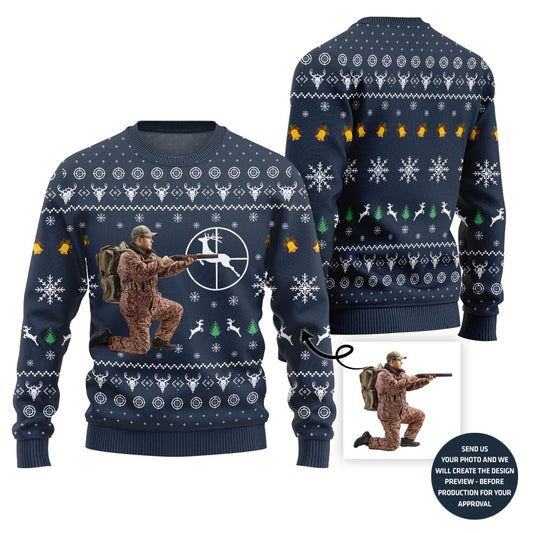 Exclusive Custom Hunting Picture Ugly Christmas Sweater