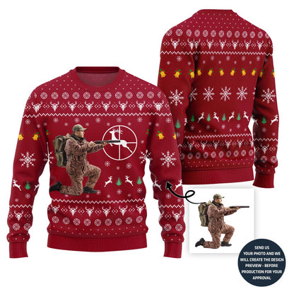 Exclusive Custom Hunting Picture Ugly Christmas Sweater