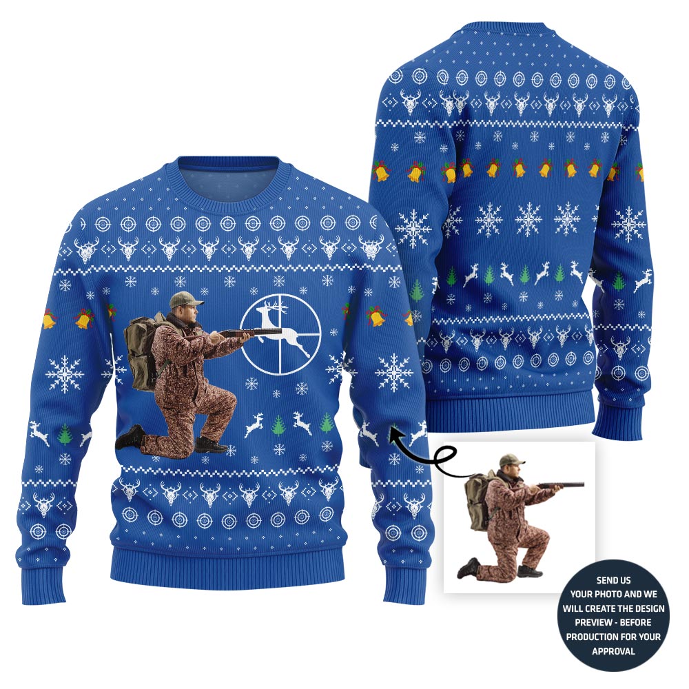 Exclusive Custom Hunting Picture Ugly Christmas Sweater