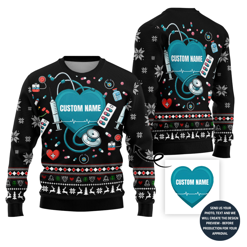 Exclusive Custom Ugly Christmas Sweater For Doctor