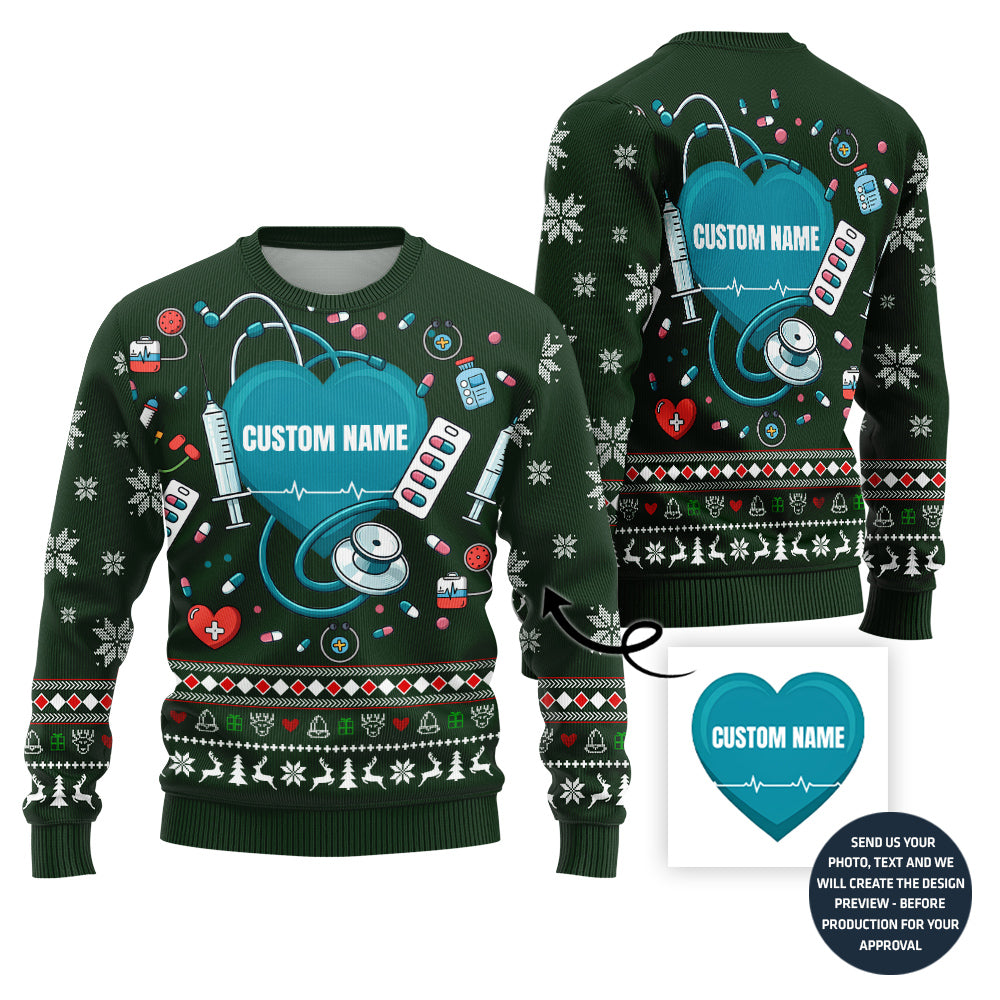 Exclusive Custom Ugly Christmas Sweater For Doctor