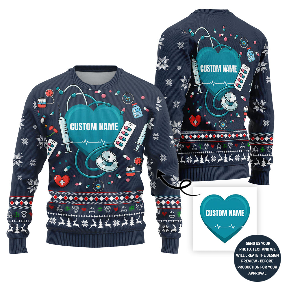 Exclusive Custom Ugly Christmas Sweater For Doctor