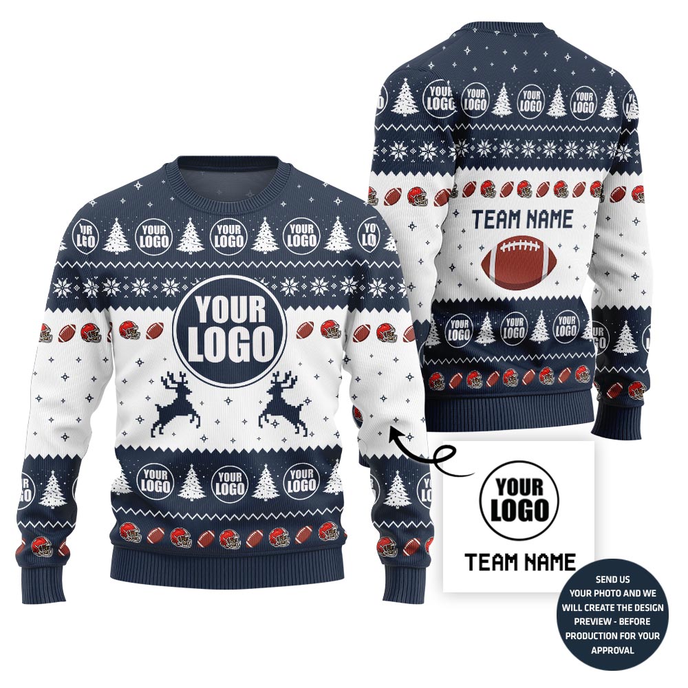 Exclusive Custom Logo Ugly Xmas Sweater For Football Team