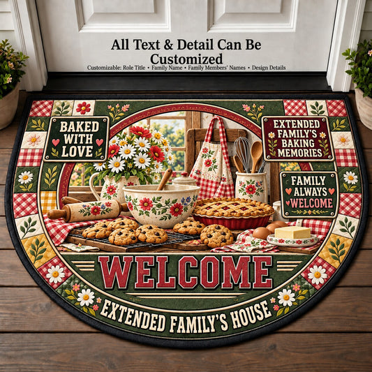 Extended Family's Baking Memories Personalized Half Round Mat | 5To9Vibe