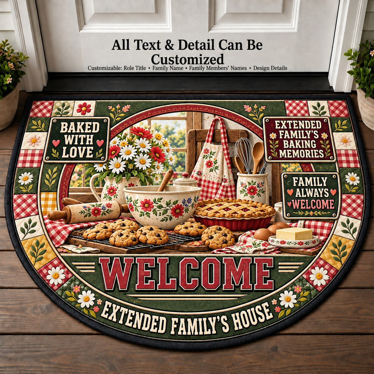 Extended Family's Baking Memories Personalized Half Round Mat | 5To9Vibe