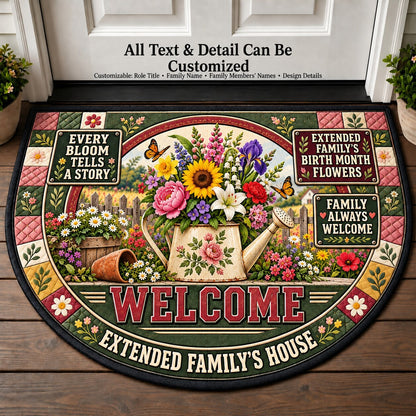Extended Family's Birth Month Flowers Personalized Half Round Mat | 5To9Vibe