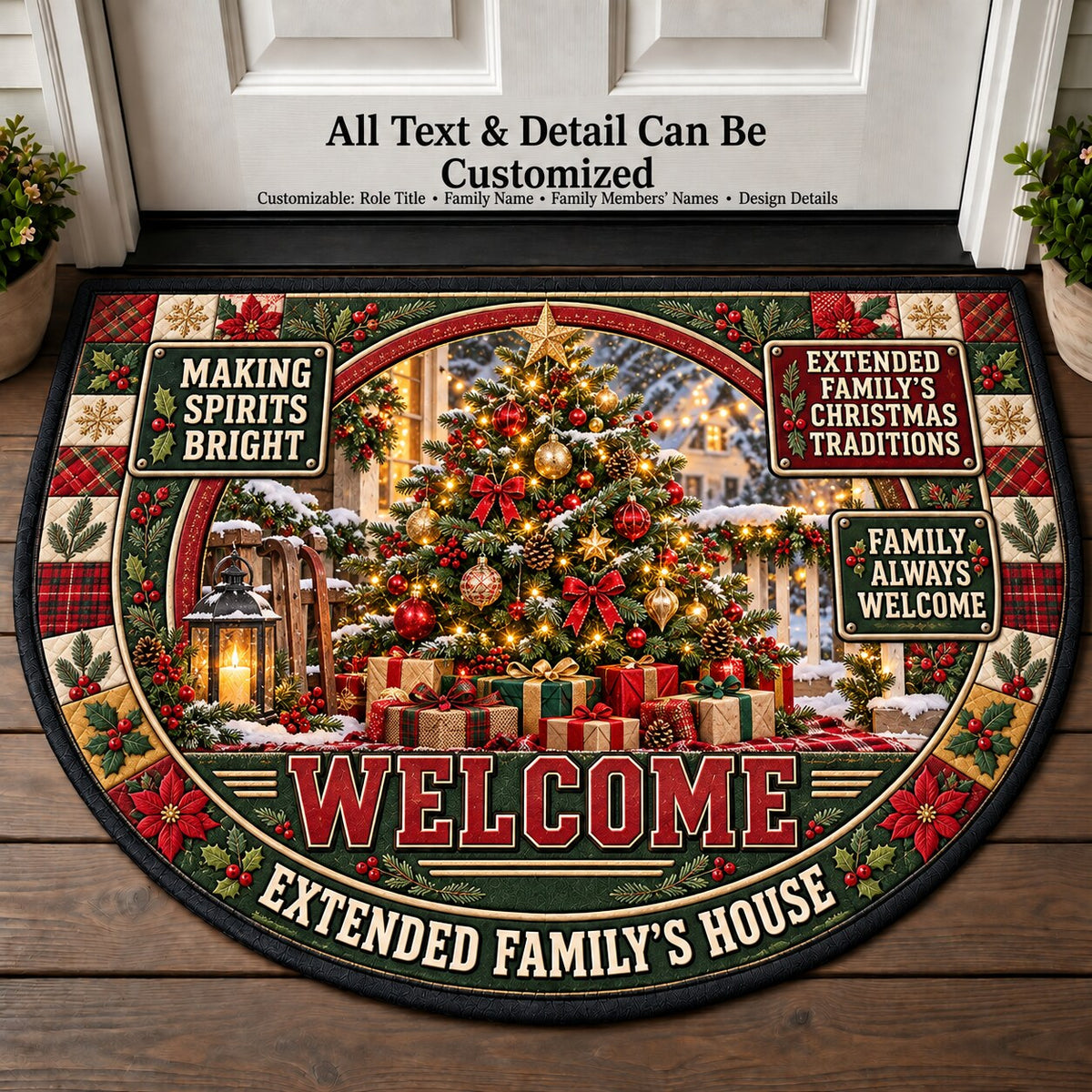 Extended Family's Christmas Traditions Personalized Half Round Mat | 5To9Vibe