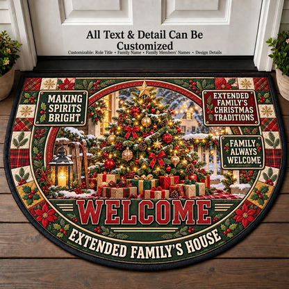 Extended Family's Christmas Traditions Personalized Half Round Mat | 5To9Vibe