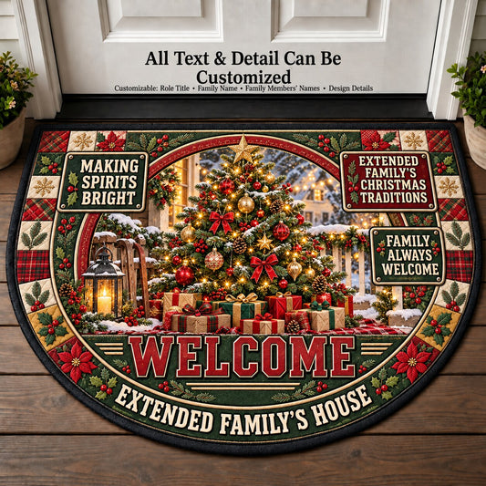 Extended Family's Christmas Traditions Personalized Half Round Mat | 5To9Vibe