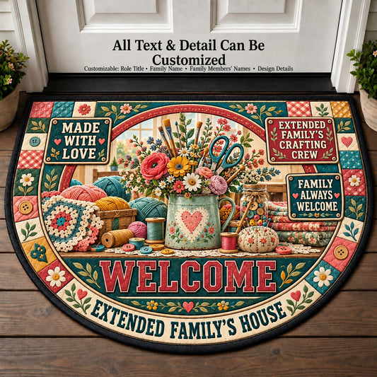 Extended Family's Crafting Crew Personalized Half Round Mat | 5To9Vibe