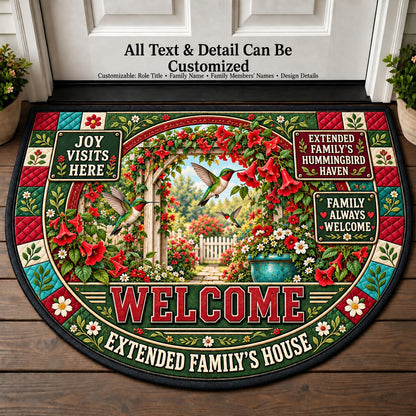 Extended Family's Hummingbird Haven Personalized Half Round Mat | 5To9Vibe