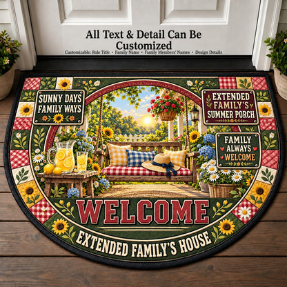 Extended Family's Summer Porch Personalized Half Round Mat | 5To9Vibe