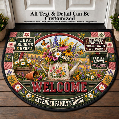 Extended Family's Wildflower Welcome Personalized Half Round Mat | 5To9Vibe