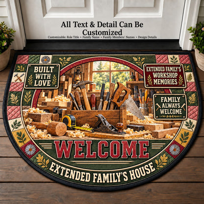 Extended Family's Workshop Memories Personalized Half Round Mat | 5To9Vibe