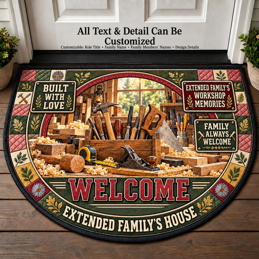 Extended Family's Workshop Memories Personalized Half Round Mat | 5To9Vibe