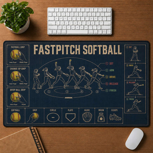 Fastpitch Softball Blueprint Desk Mat | 5To9Vibe